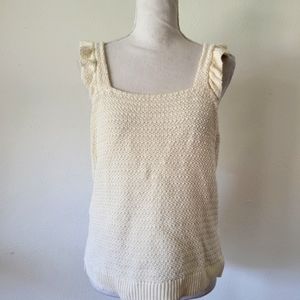 Madewell Textured Crochet Knit Frilly Tank Top L
